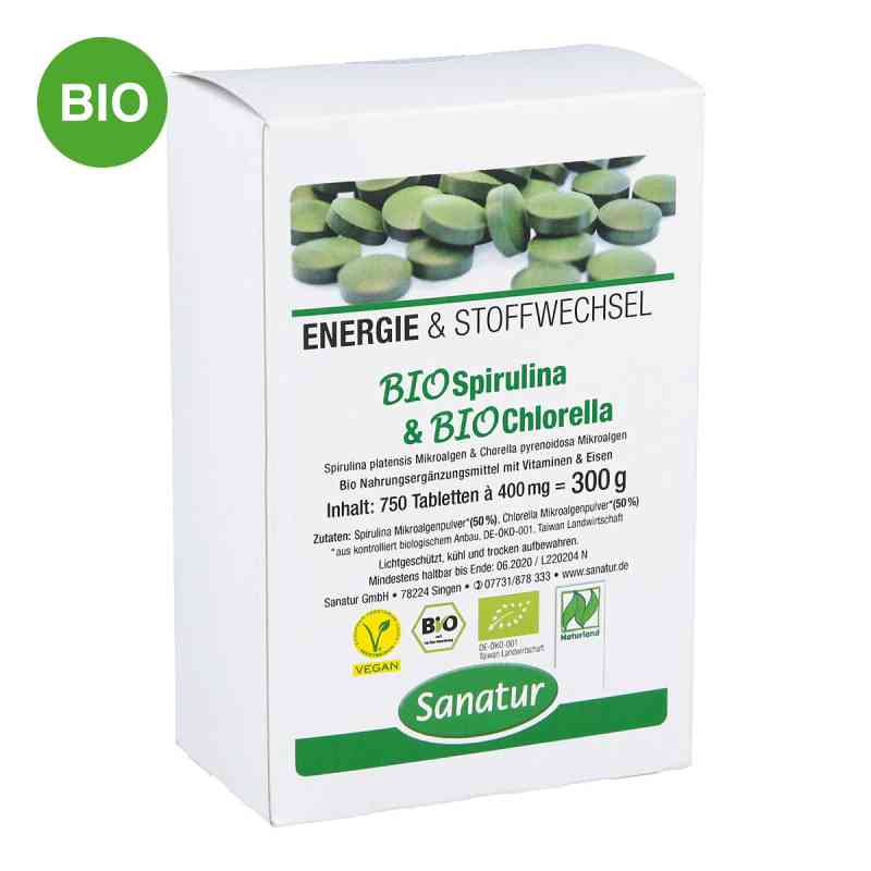 Biospirulina & Biochlorella 2 in 1 tabletki 750 szt. od Sanatur GmbH PZN 07366879