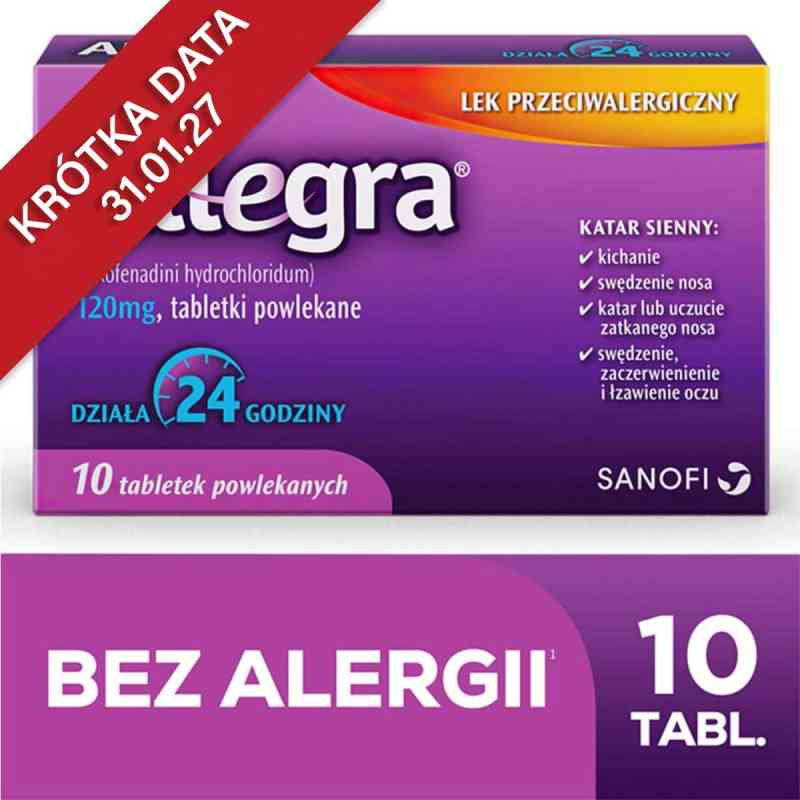 Allegra tabletki 120 mg 10  od SANOFI AVENTIS DEUTSCHLAND GMBH PZN 08300372