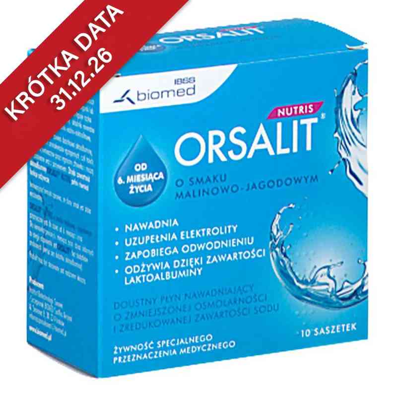 Orsalit Nutris o smaku malinowo-jagodowym saszetki 10  od INSTYTUT BIOTECHNOLOGII SUROWIC I SZCZEPIONEK BIOM PZN 08304743