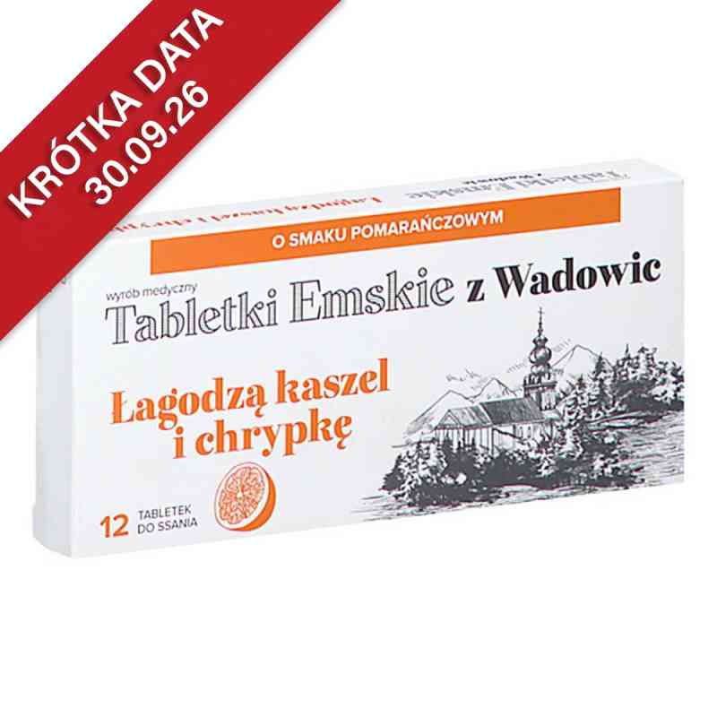 Tabletki Emskie Z Wadowic o smaku pomarańczowym 12  od POLSKI LEK DYSTRYBUCJA SP.Z O.O. PZN 08305077