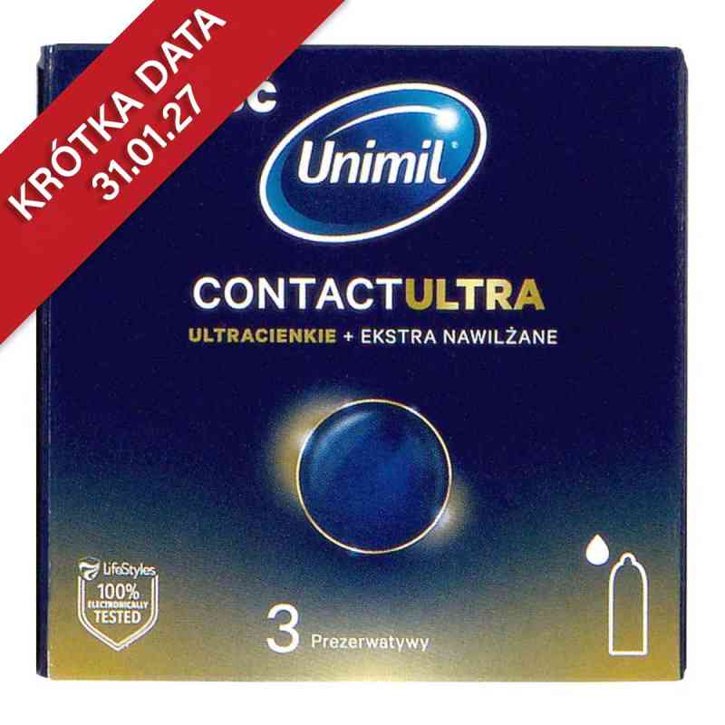 Unimil Contact Ultra Prezerwatywy ekstra nawilżane ultracienkie 3 szt. od SURETEX LTD. PZN 08305635