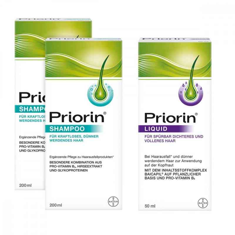 2 szampony Priorin i płyn Priorin z dozownikiem zestaw 2x200+50 ml od Bayer Vital GmbH PZN 08100082