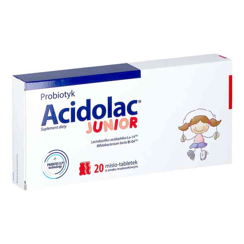 Acidolac Junior misie tabletki o smaku truskawkowym 20 tabl. od ZAKŁ. FARMACEUTYCZNE POLPHARMA S.A. PZN 08303740