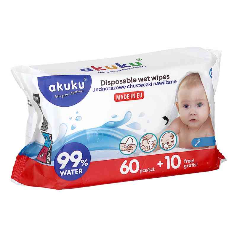 Akuku Jednorazowe Chusteczki nawilżane wodą A0031 70  od ALBIS MAZUR SP. Z O.O. PZN 08306303