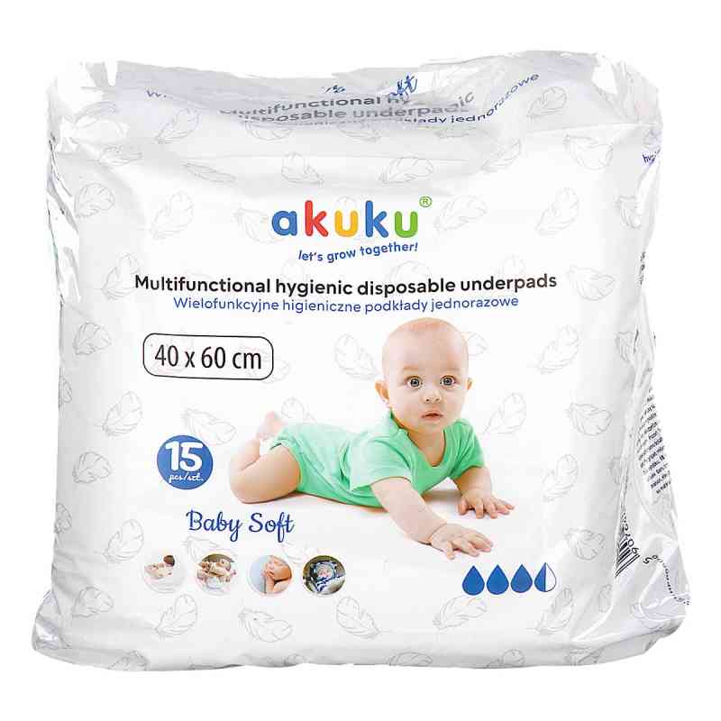 AKUKU PODKŁAD JEDNORAZOWY 40X60 CM BABY SOFT 15 szt A0500 40X60  15  od ALBIS MAZUR SP. Z O.O. PZN 08306334