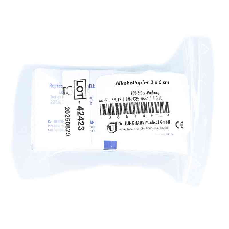 Alkoholtupfer 3x6cm steril 100 szt. od Dr. Junghans Medical GmbH PZN 08514684