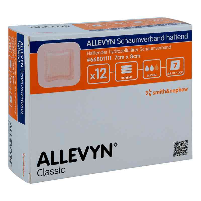 Allevyn Schaumverband haftend 7x8cm 12 szt. od Smith & Nephew GmbH PZN 09686542