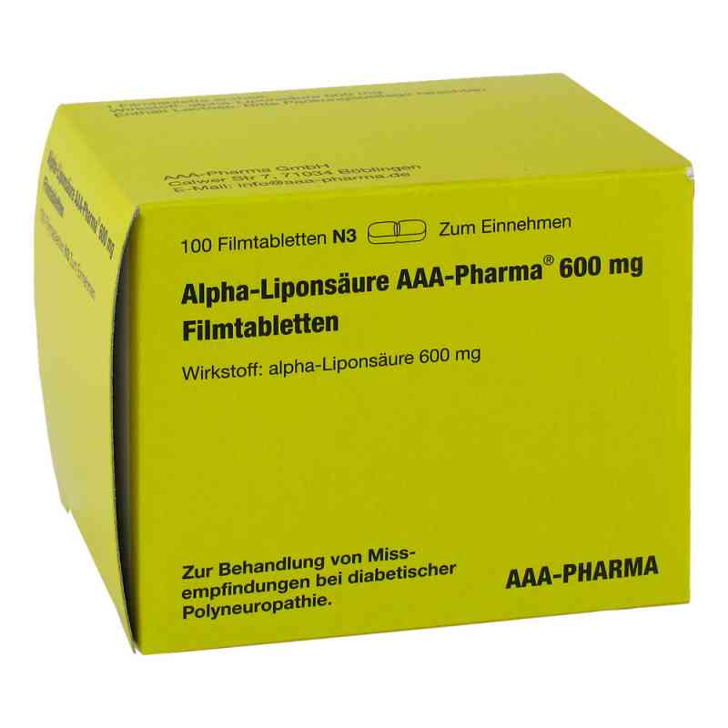 Alpha Liponsäure Aaa Pharma 600 mg tabletki powlekane 100 szt. od AAA - Pharma GmbH PZN 12415999