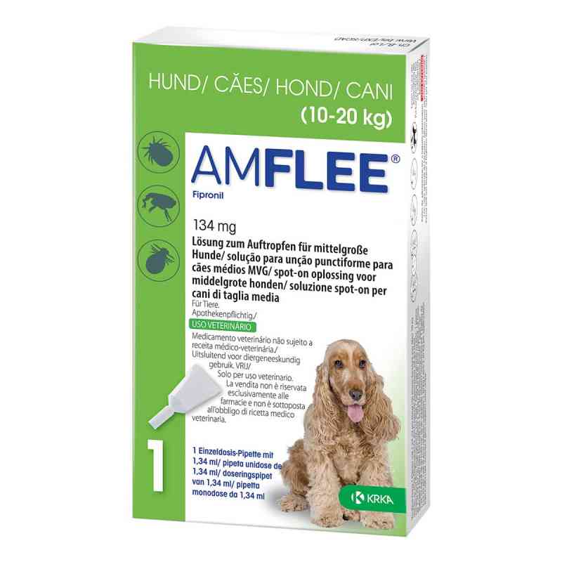 Amflee 134 mg, roztwór do nakraplania dla psów średniej wielkośc 3 szt. od TAD Pharma GmbH PZN 11099817