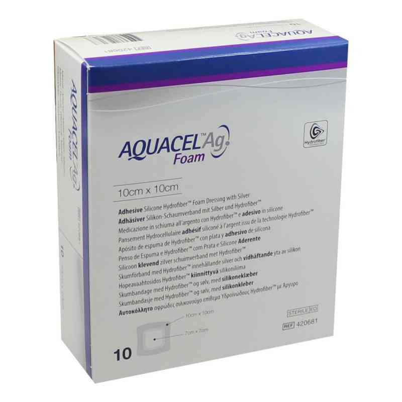 Aquacel Ag Foam adhäsiv 10x10cm Verband 10 szt. od ConvaTec (Germany) GmbH PZN 02931180