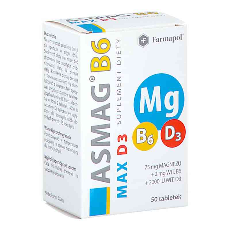 Asmag B6 Max D3 tabletki 50  od ZAKŁAD CHEMICZNO-FARMACEUTYCZNY 