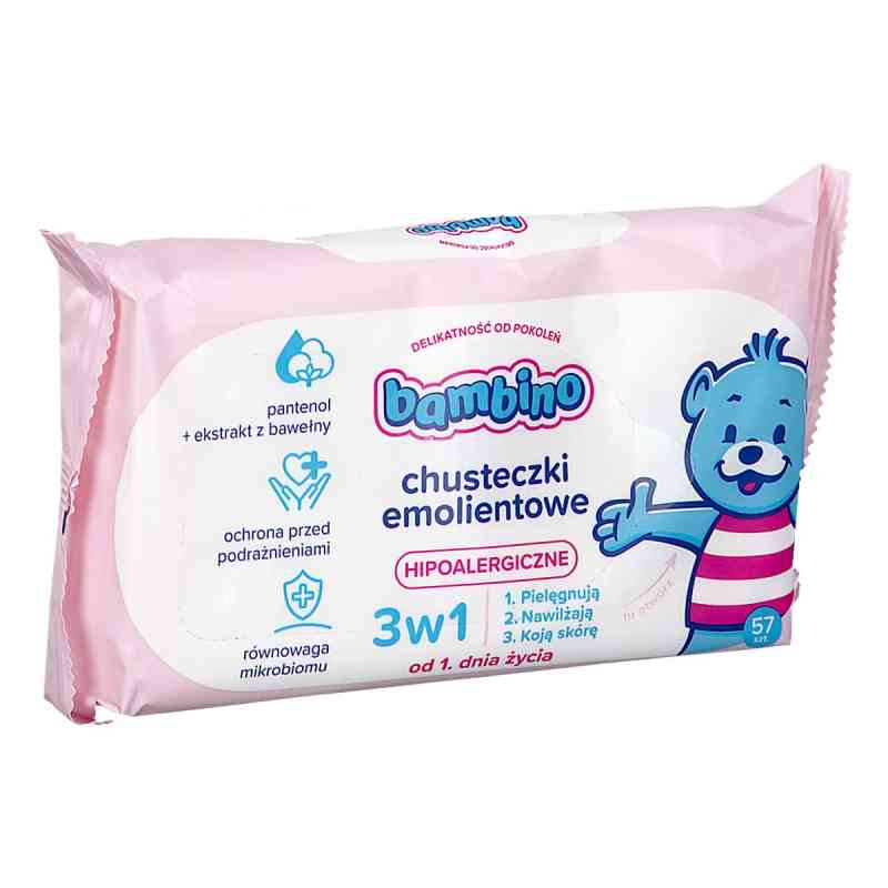 Bambino Chusteczki hipoalergiczne emolientowe 3w1 od 1. dnia życ 57  od NIVEA POLSKA SP. Z O.O. GRUPA BEIERSDORF PZN 08306605