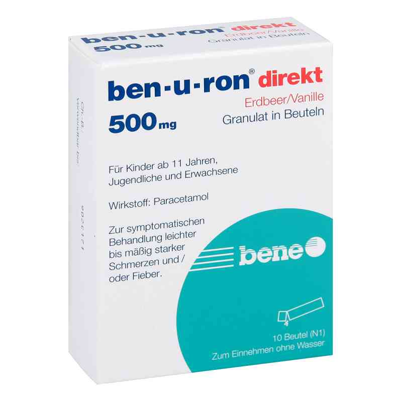 Ben-u-ron direkt truskawkowy/waniliowy 500 mg 10 szt. od bene Arzneimittel GmbH PZN 07728495