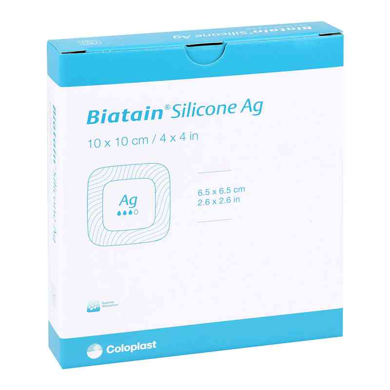 Biatain Silicone Ag Schaumverband 10x10 cm 5 szt. od Coloplast GmbH PZN 03880728