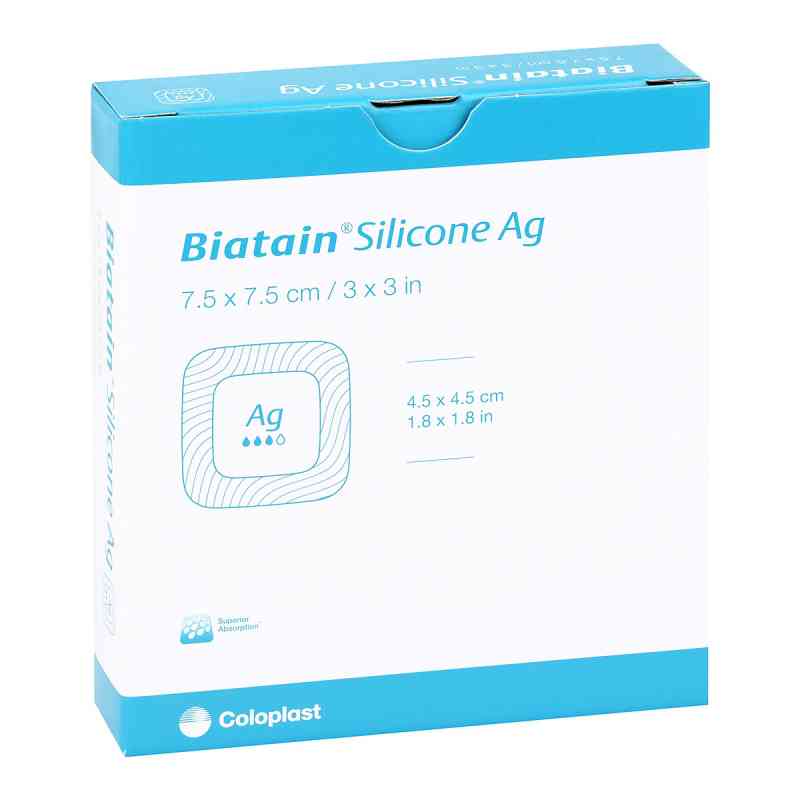 Biatain Silicone Ag Schaumverband 7,5x7,5 cm 5 szt. od Coloplast GmbH PZN 03880711