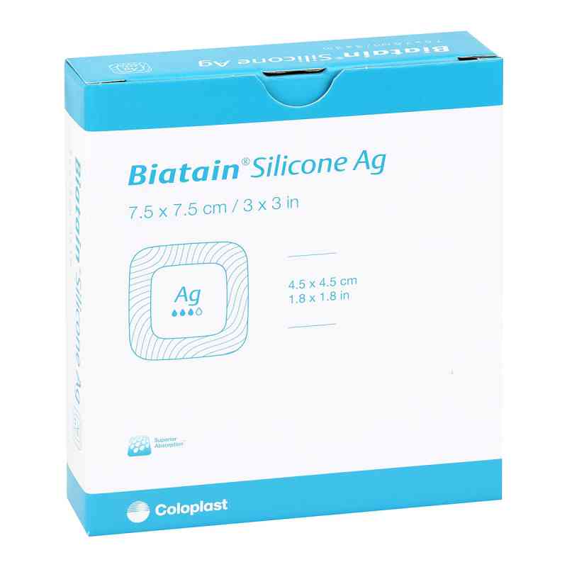 Biatain Silicone Ag Schaumverband 7,5x7,5 cm 5 szt. od B2B Medical GmbH PZN 11560475