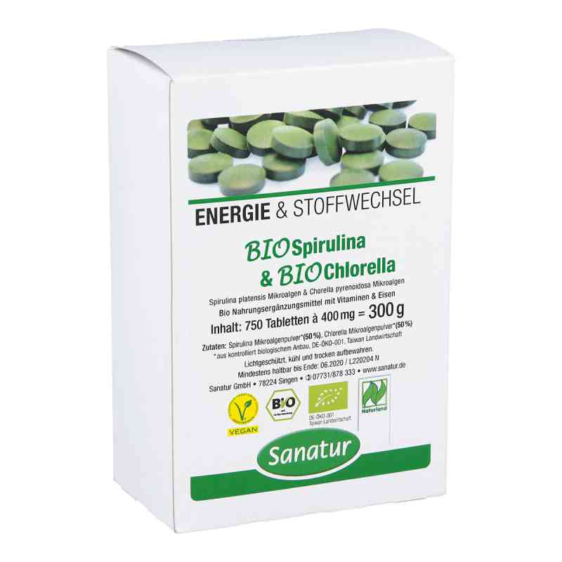 Biospirulina & Biochlorella 2 in 1 tabletki 750 szt. od SANATUR GmbH PZN 07366879
