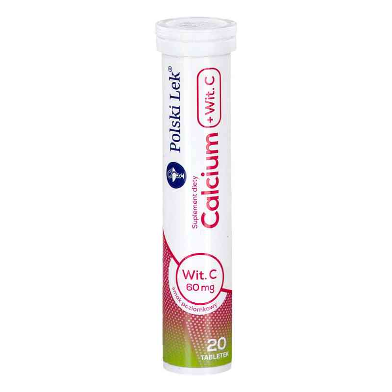 Calcium + witamina C smak poziomkowy tabletki musujące 20  od POLSKI LEK  PZN 08301104