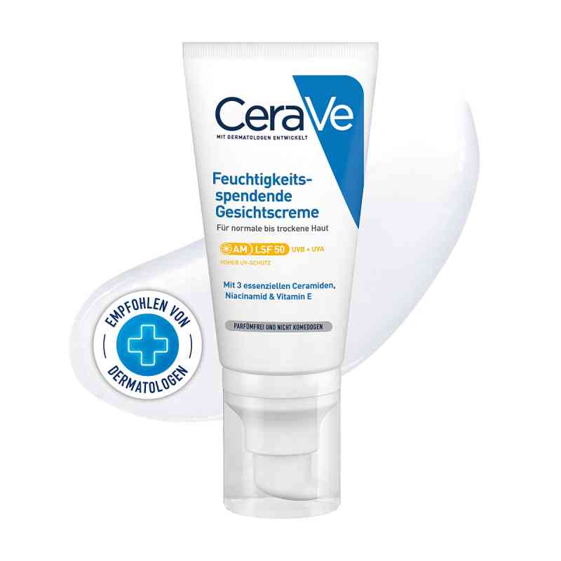 Cerave nawilżający krem do twarzy SPF 50 dla skóry normalnej i s 52 ml od L'Oreal Deutschland GmbH PZN 18029926