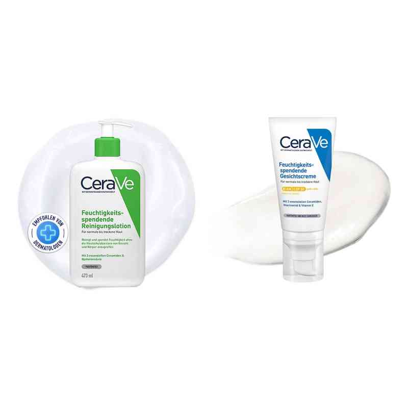 Cerave Set für trockene Haut: Reinigung & Gesichtscreme lsf50 473+52 ml od L'Oreal Deutschland GmbH Geschäftsbereich CeraVe PZN 08105192