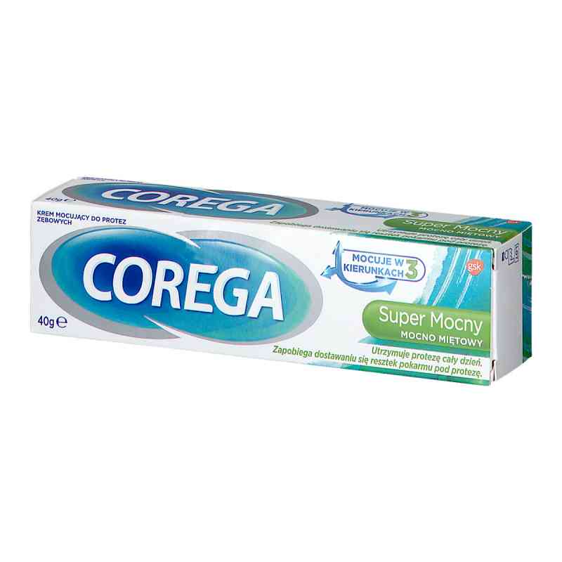 Corega Super Mocny Mocno miętowy krem do mocowania protez zębowy 40 g od GLAXOSMITHKLINE CONSUMER PZN 08300943