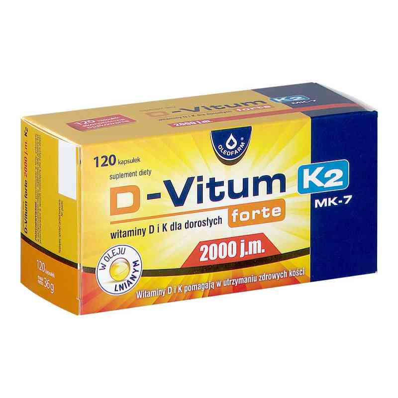 D-Vitum Forte 2000 j.m. K2 MK-7 kapsułki 120  od OLEOFARM SP. Z O.O. PZN 08301542