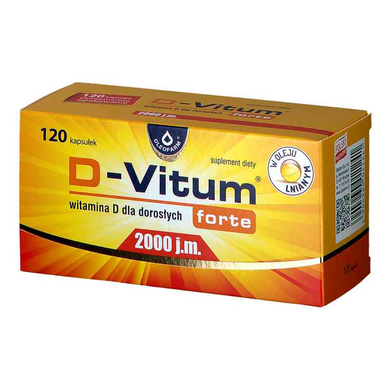 D-Vitum forte, witamina D2000 j.m. dla dorosłych kapsułki 120 kaps. od OLEOFARM SP. Z O.O. PZN 08300224