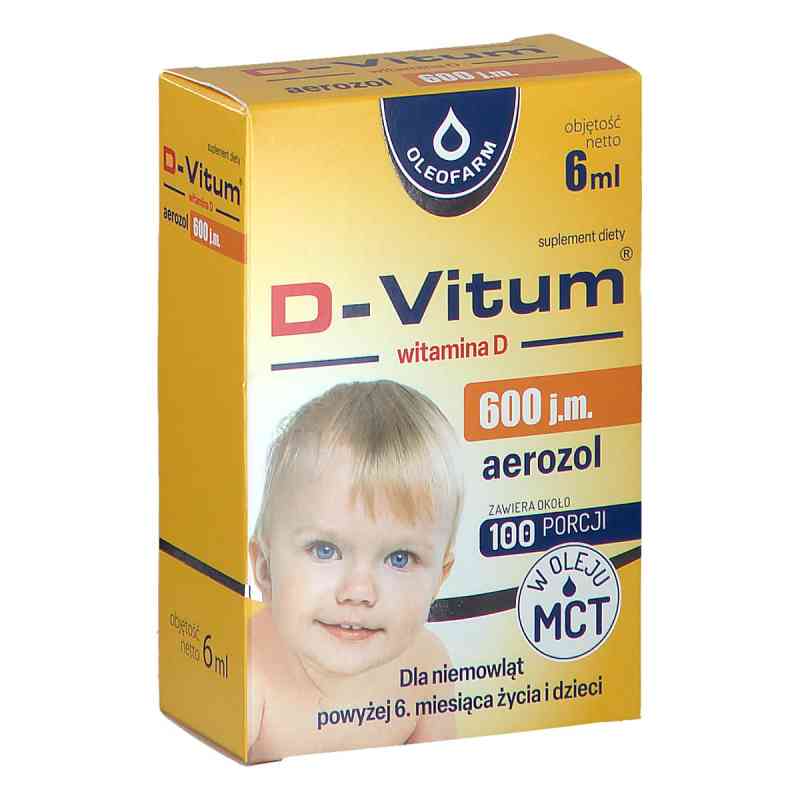 D-Vitum Witamina D 600 j.m. Aerozol 6 ml od OLEOFARM SP. Z O.O. PZN 08305981