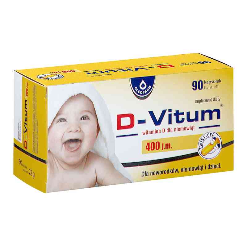 D-Vitum witamina D dla niemowląt 400 j.m. 90 kaps. od OLEOFARM SP. Z O.O. PZN 08303113