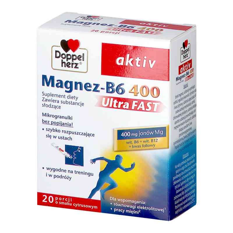Doppelherz aktiv Doppelherz magnez Ultra Fast saszetki 20 sasz. od QUEISSER PHARMA GMBH & CO. PZN 08300260