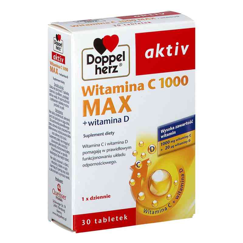 Doppelherz aktiv Witamina C 1000 Max + Witamina D tabletki 30  od QUEISSER PHARMA GMBH & CO. PZN 08303673