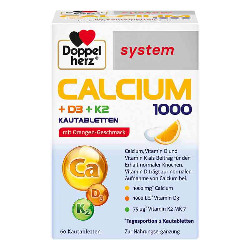 Doppelherz Calcium 1000+d3+k2 system tabletki do żucia 60 szt. od Queisser Pharma GmbH & Co. KG PZN 15611577
