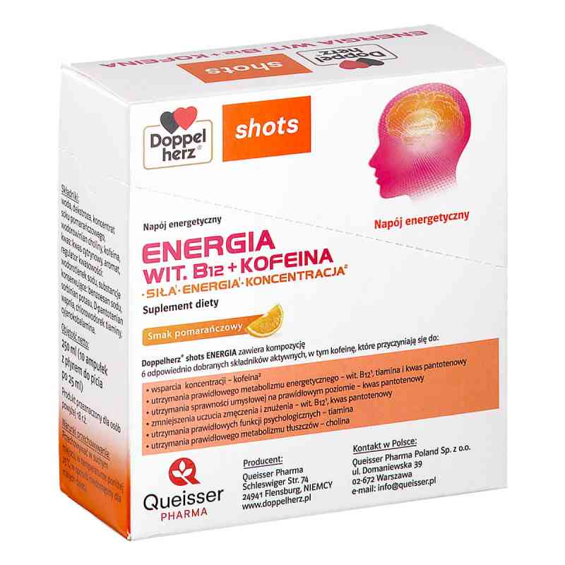Doppelherz Shots Energia Wit. B12 + Kofeina ampułki do picia 10  od QUEISSER PHARMA GMBH PZN 08306176