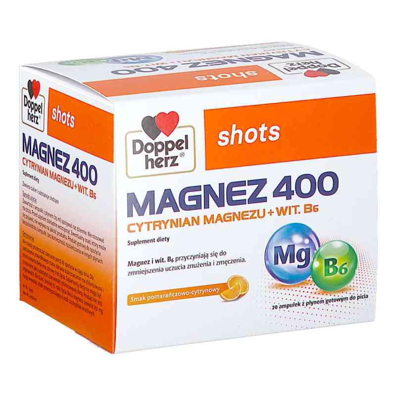 Doppelherz shots MAGNEZ 400 ampułki 20  od QUEISSER PHARMA GMBH & CO. KG PZN 08304483