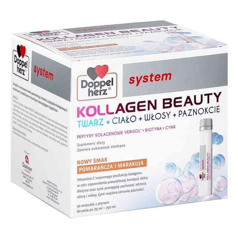Doppelherz System Kollagen Beauty smak pomarańcza i marakuja 30  od QUEISSER PHARMA GMBH & CO. KG PZN 08305469