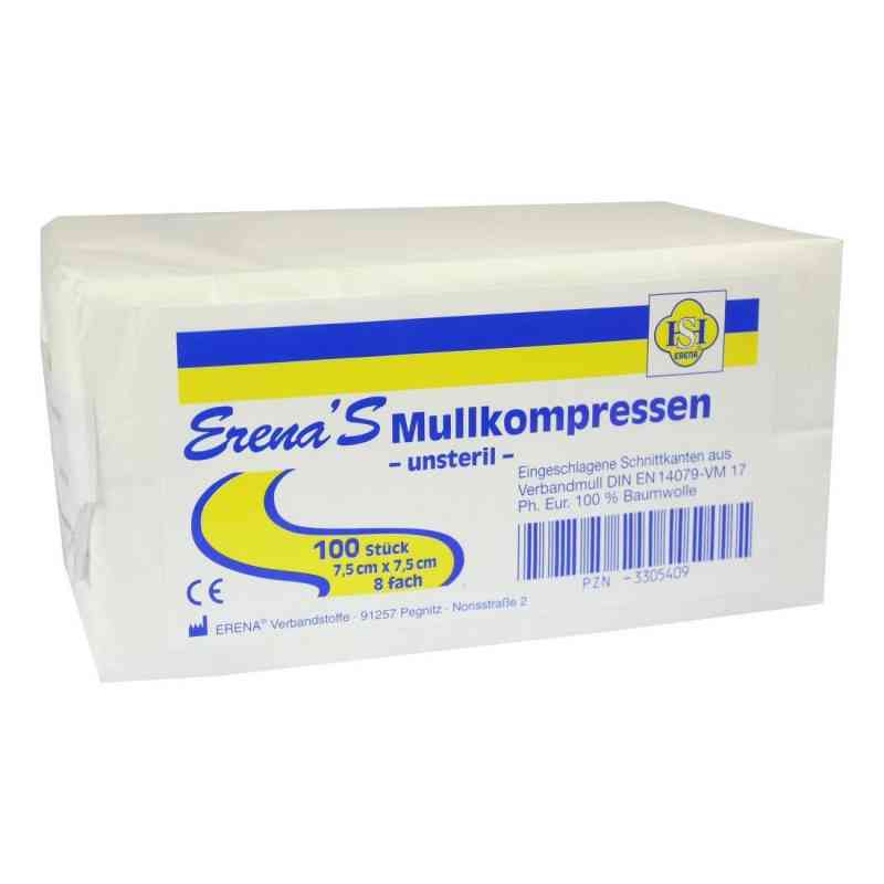 Erena Unsteril Mullkompr.7,5x7,5 cm 8fach 100 szt. od ERENA Verbandstoffe GmbH & Co. K PZN 03305409