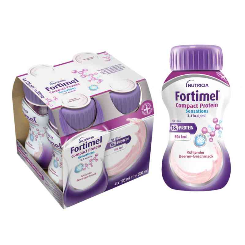 Fortimel Compact Protein 2.4 kcal chłodząca jagoda 4X125 ml od Danone Deutschland GmbH PZN 19490662