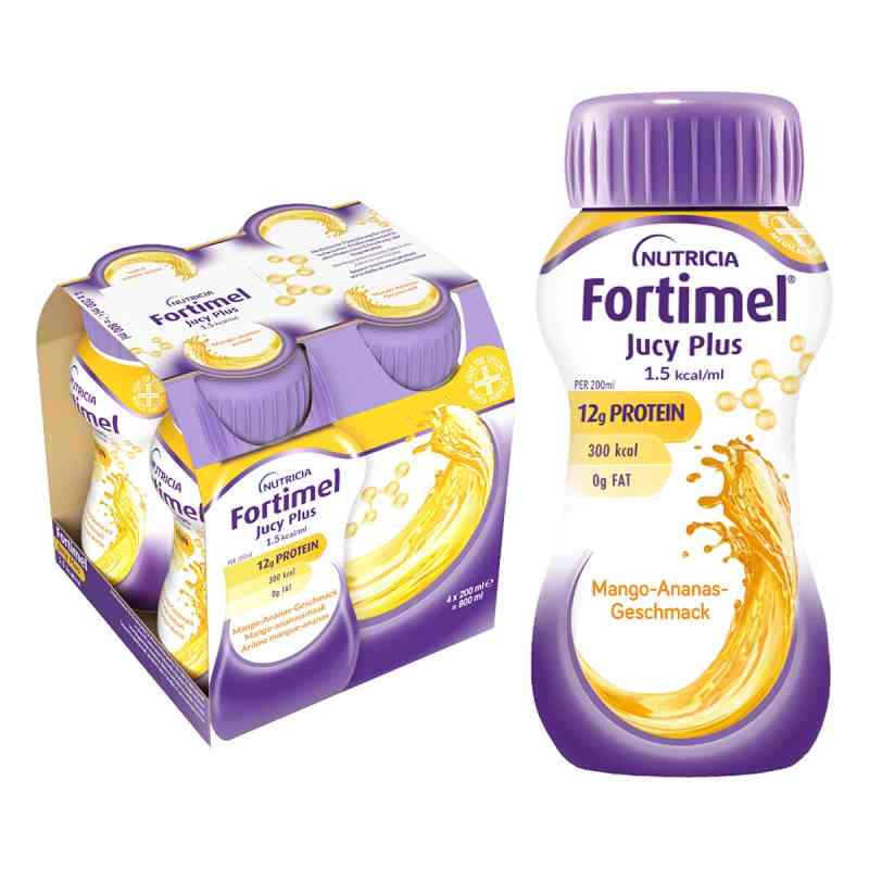 Fortimel Jucy Plus Mango Ananas 4X200 ml od Danone Deutschland GmbH PZN 18827237