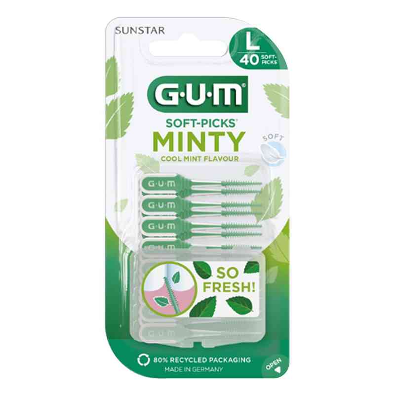 GUM SOFT-PICKS® MINTY Miękkie wykałaczki międzyzębowe Large 40 szt. od Sunstar Deutschland GmbH PZN 18855498