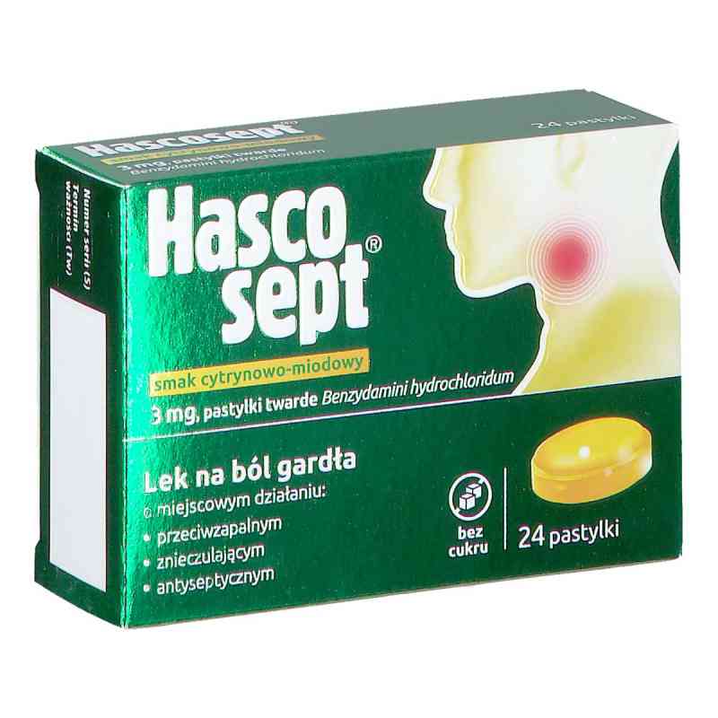 Hascosept smak cytrynowo-miodowy pastylki 24  od PRZEDSIĘBIORSTWO PRODUKCJI FARMACEUTYCZNEJ HASCO-L PZN 08302329