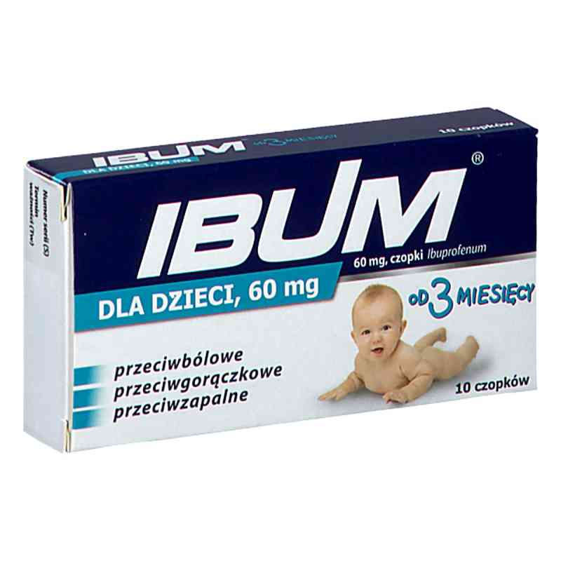 Ibum dla dzieci czopki 60 mg 10  od PRZEDSIĘBIORSTWO PRODUKCJI FARMACEUTYCZNEJ HASCO-L PZN 08304257