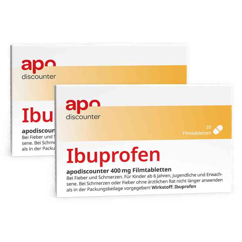 Ibuprofen 400 mg tabletki przeciwbólowe apodiscounter 2x20 szt. od Fairmed Healthcare GmbH PZN 08102186