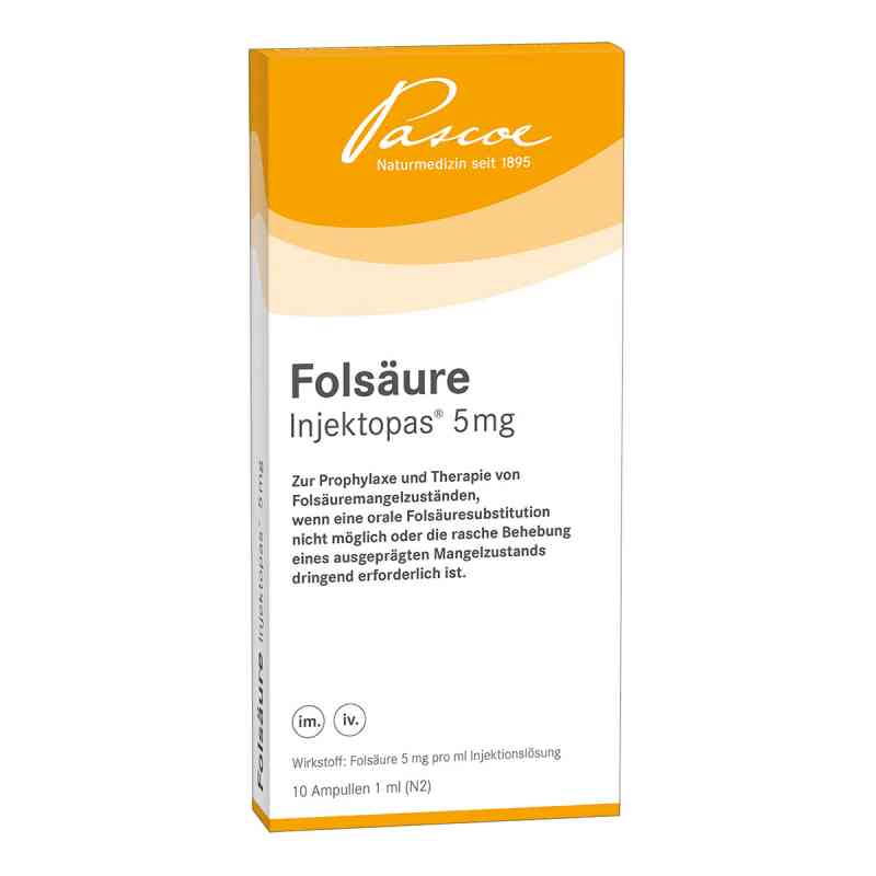 Injektopas 5 mg, roztwór do zastrzyków z kwasem foliowym  10 szt. od Pascoe pharmazeutische Präparate GmbH PZN 11155763