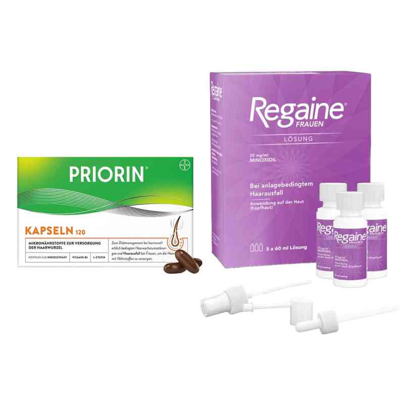 Kapsułki Priorin na wypadanie włosów + roztwór Regaine dla kobie 1 sasz. od  PZN 08100576