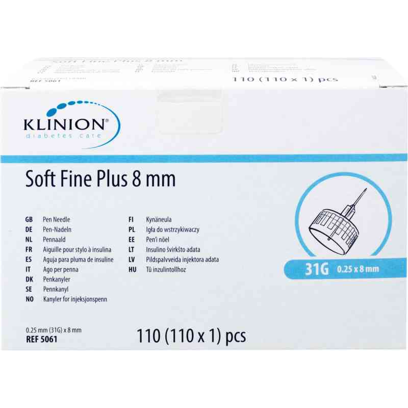 Klinion Soft fine plus Kan. 8mm 31g 0,25mm 110 szt. od eu-medical GmbH PZN 09166251