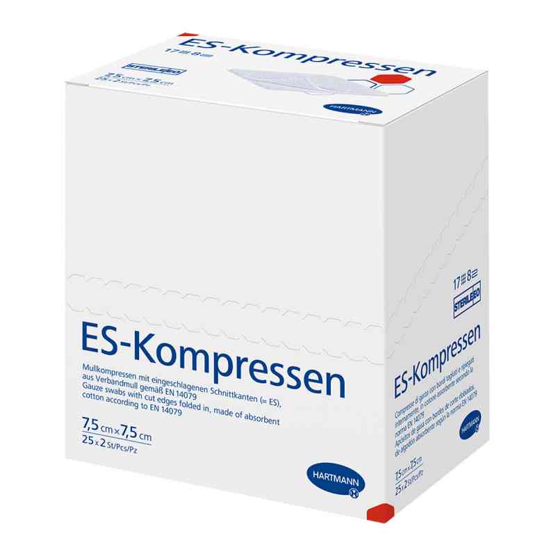 Kompresy ES sterylne 7,5x7,5 cm 8-warstwowe 25X2 szt. od PAUL HARTMANN AG PZN 01407063