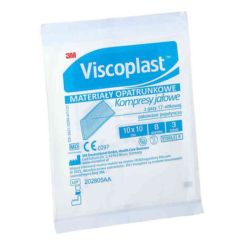 Kompresy jałowe z gazy 17 nitkowe 8 warstwowe 10 x 10 cm 3  od 3M POLAND MANUFACTURING SP. Z O.O. PZN 08304695