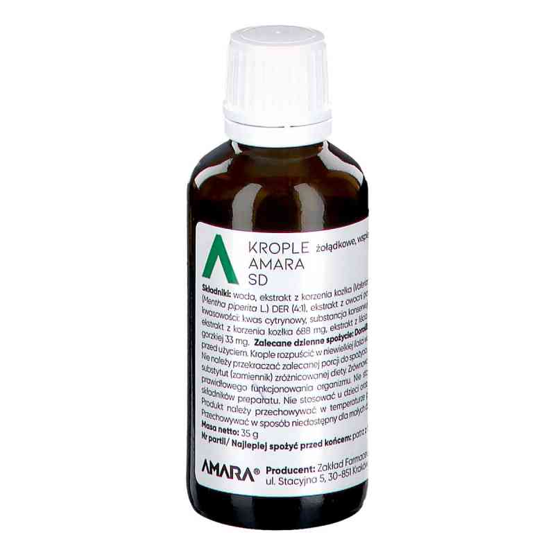Krople Żołądkowe Amara SD wspierające funkcjonowanie układu traw 35 g od ZAKŁ. FARMACEUTYCZNY AMARA SP. Z O.O. PZN 08305828