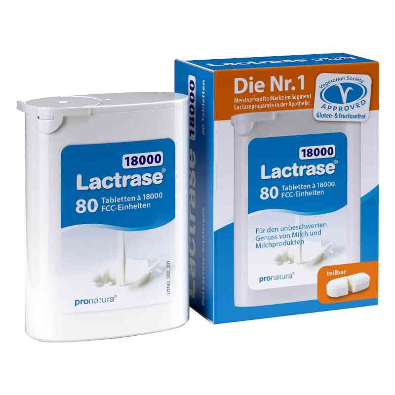 Lactrase 18.000 Fcc tabletki w dozowniku 80 szt. od Pro Natura Gesellschaft für gesunde Ernährung mbH PZN 11165974