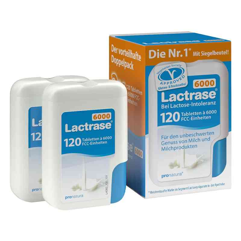 Lactrase 6.000 Fcc Doppelpack tabletki 2X120 szt. od Pro Natura Gesellschaft für gesunde Ernährung mbH PZN 10950145